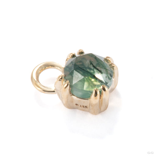 Rose-cut Gemstone Charm in 14k Yellow Gold with Moss Agate from Modern Mood