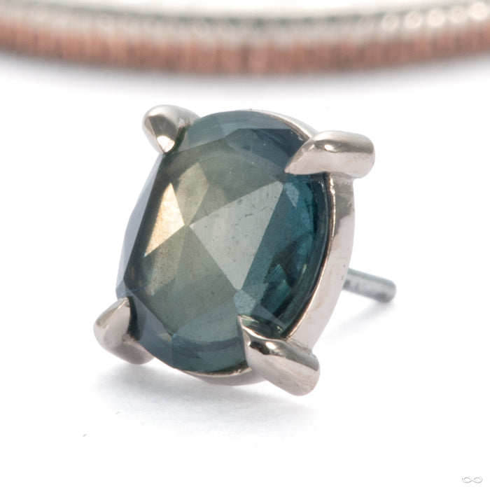 Rose-cut Gemstone Press-fit End in 14k White Gold with Madagascar Sapphire from Mettle and Silver