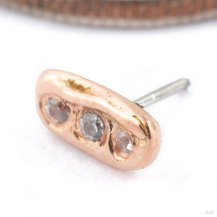 Rough Cut Press-fit End in Gold from Maya Jewelry in 14k Rose Gold with Clear CZss