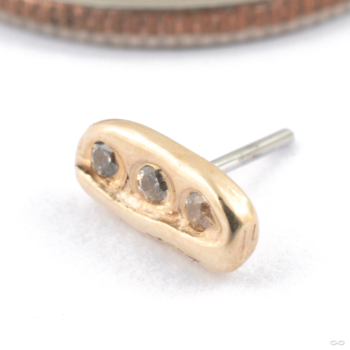Rough Cut Press-fit End in Gold from Maya Jewelry in 14k Yellow Gold with Clear CZs