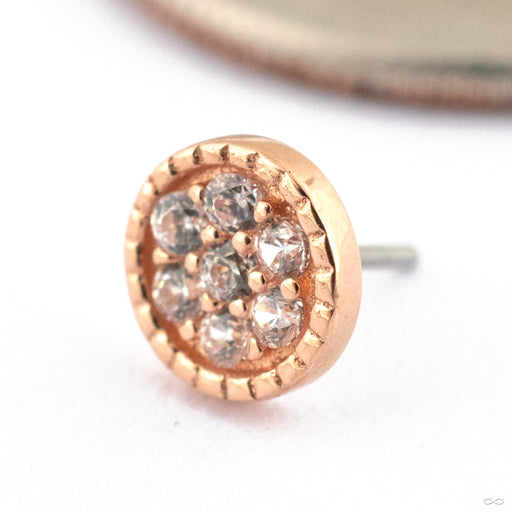 Roulette Press-fit End in Gold from Ember Body Jewelry in 14k Rose Gold with CZ