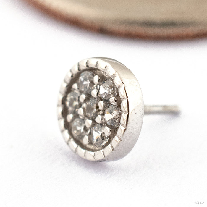 Roulette Press-fit End in Gold from Ember Body Jewelry in 14k White Gold with CZ