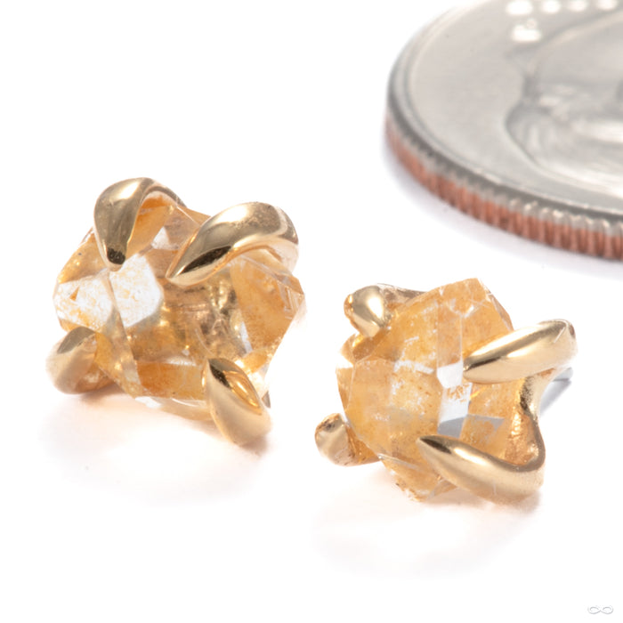 Sacred Love Press-fit End in 14k Yellow Gold with Golden Herkimer Diamond from Quetzalli size detail