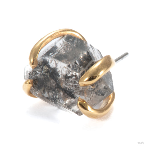 Sacred Love Press-fit End in 14k Yellow Gold with Clear Herkimer Diamond with Carbon Inclusions from Quetzalli