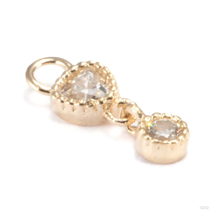 Satisfaction Charm in 14k Yellow Gold with Clear CZ from Ember Body Jewelry