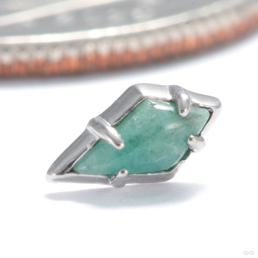 Seer Press-fit End in 14k White Gold with Emerald from Maya Jewelry