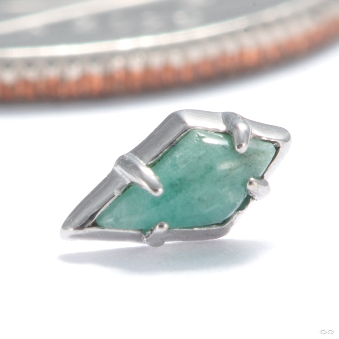 Seer Press-fit End in 14k White Gold with Emerald from Maya Jewelry