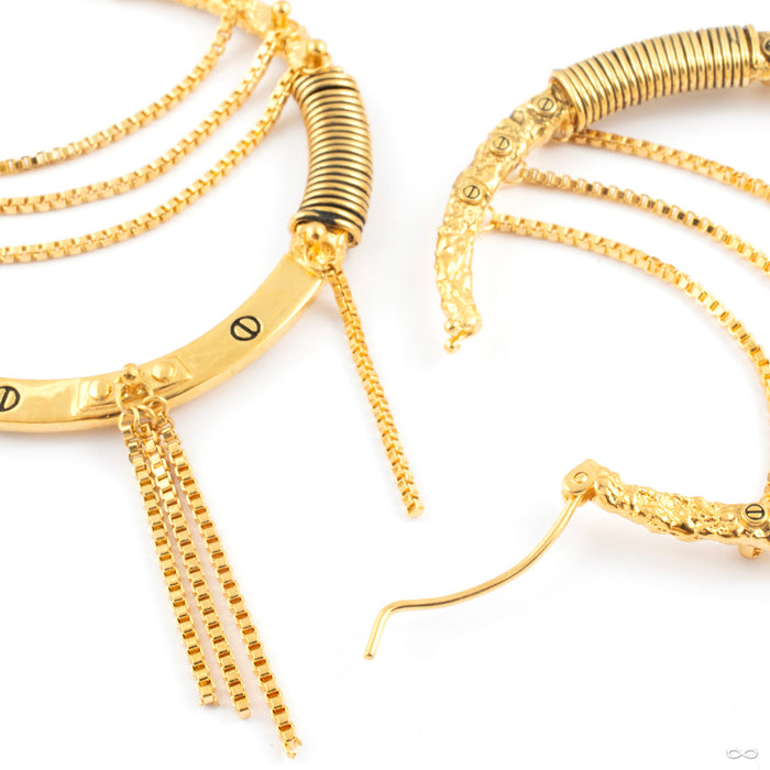 Shibari Earrings from Maya Jewelry in Yellow-gold-plated Brass Open Detail Photo