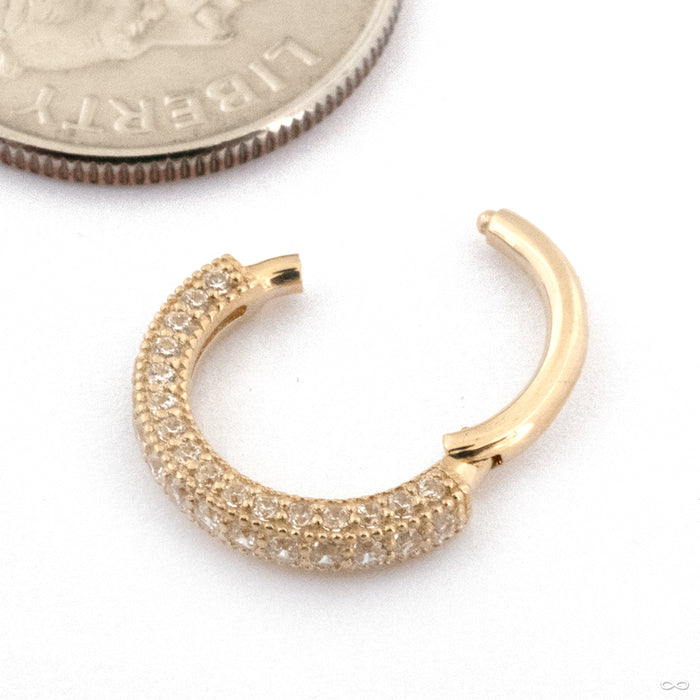 Showcase Clicker in 14k Yellow Gold with Clear CZ from Buddha Jewelry open detail photo