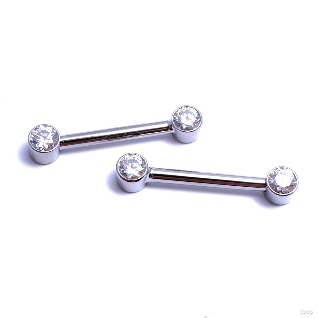Side-set gem straight threaded barbells from Anatometal
