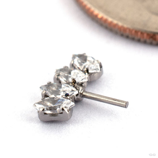 Side-set Marquise Fan Press-fit End in Titanium with Clear CZ from Canasteel Jewelry 