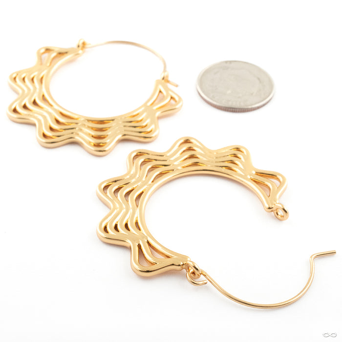 Sirens Earrings in Yellow-gold-plated Brass from Tether Jewelry open detail photo