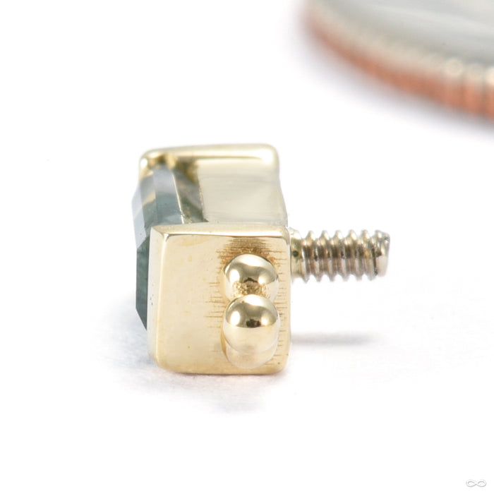 Siva Threaded End in Gold from BVLA with moss agate showing back threading