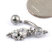 Skye Threaded Dangle Navel Curve in Titanium from LeRoi open detail photo
