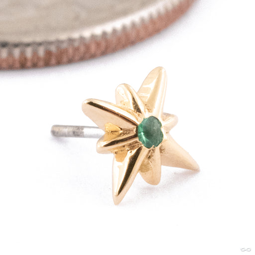 Sparklier Motion Press-fit End in 14k Yellow Gold with Emerald from Maya Jewelry