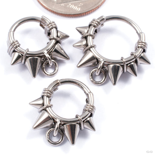 O-Ring Collar Spiked Clicker in Titanium from Zadamer Jewelry in various sizes