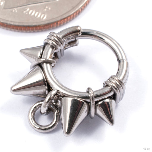 O-Ring Collar Spiked Clicker in Titanium from Zadamer Jewelry detail view