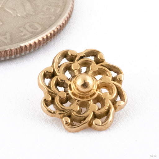 Spinning Mandala Threaded End in 15k Yellow Gold from Kiwii Jewelry