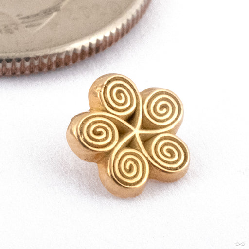 Spiraled Flower Threaded End in 15k Yellow Gold from Kiwii Jewelry