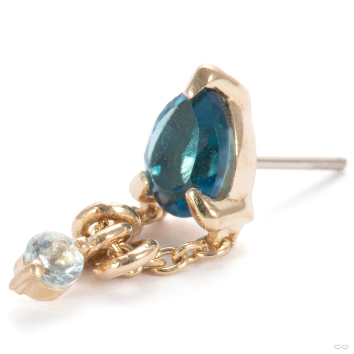 Stacked 1000 Percent Press-fit End in 14k Yellow Gold with London Blue Topaz & Aquamarine from Pupil Hall