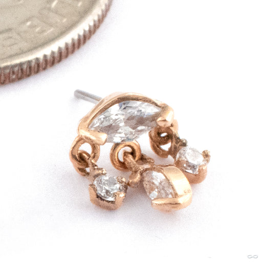 Stargazer Press-fit End in 14k Rose Gold with Clear CZ from Maya Jewelry