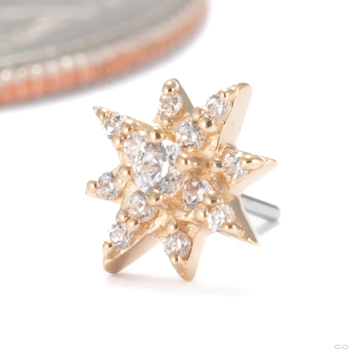 Starlet Press-fit End in 14k Yellow Gold with Clear CZ from Ember Body Jewelry
