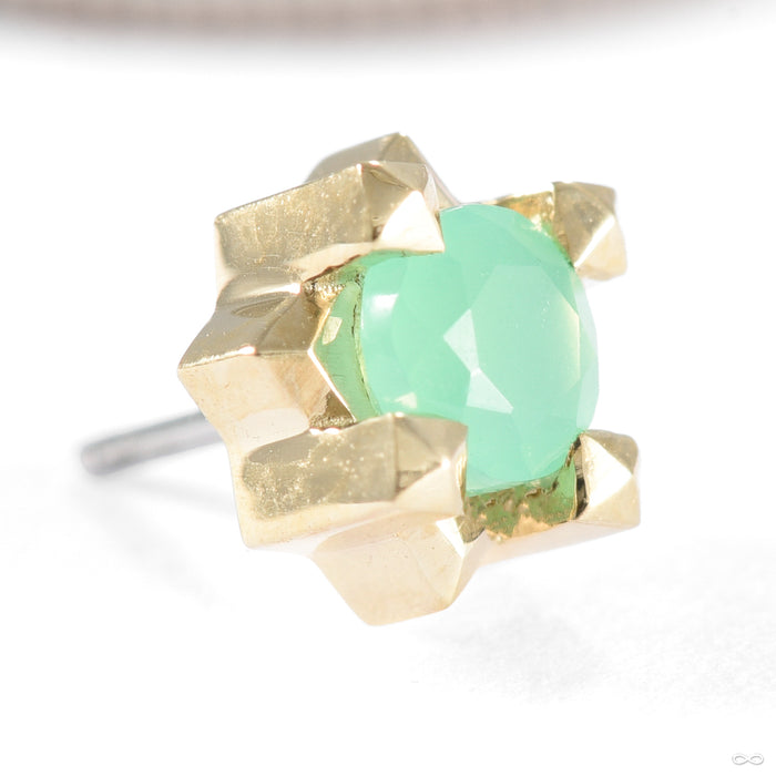 Stella Press-fit End in Gold from Tether Jewelry in yellow gold with chrysoprase large detail