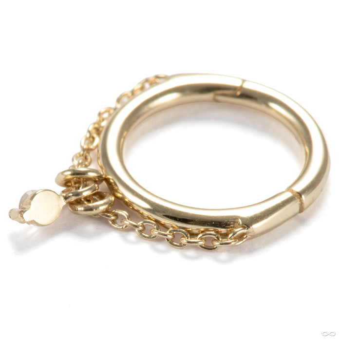 Stoned Chained Clicker in 14k Yellow Gold with White Sapphire from Pupil Hall back detail