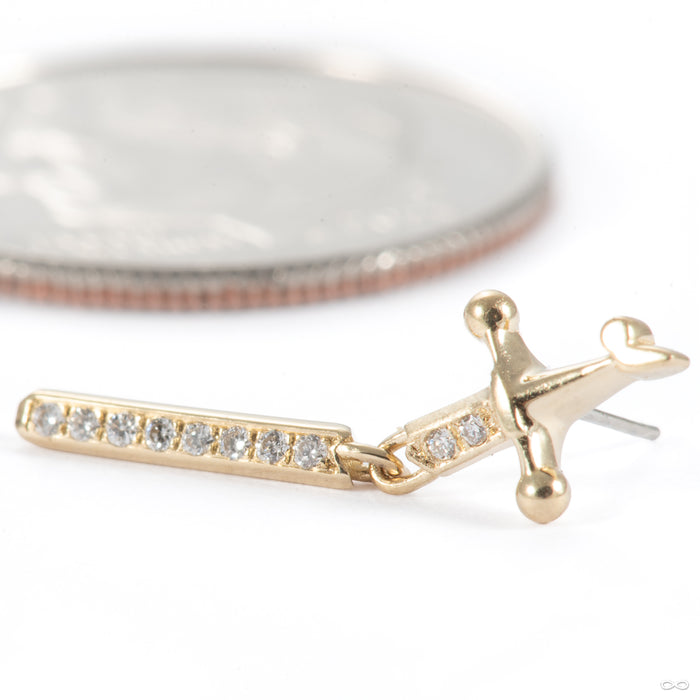 Stoned Needle Press-fit End in 14k Yellow Gold with Diamond from Pupil Hall