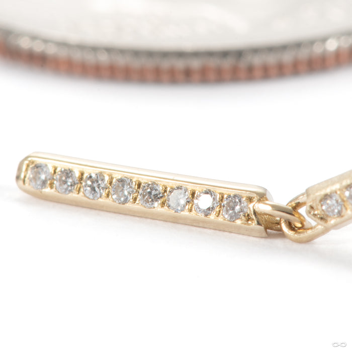 Stoned Needle Press-fit End in 14k Yellow Gold with Diamond from Pupil Hall charm close-up