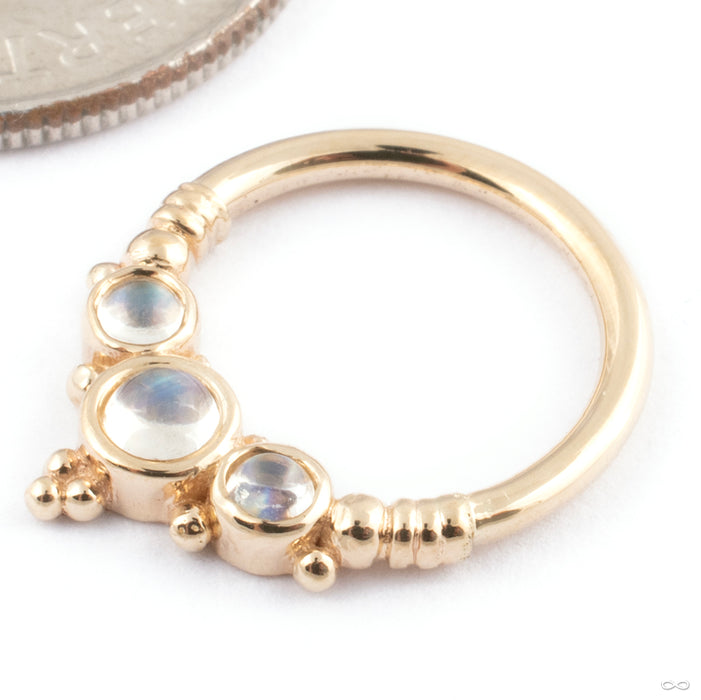 Sylvie Seam Ring in Gold from BVLA in 14k Yellow Gold with Rainbow Moonstone