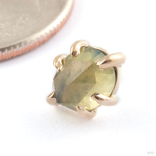 Talon-set Press-fit End in Gold from Mettle and Silver in 14k Yellow Gold with Green Australian Sapphire