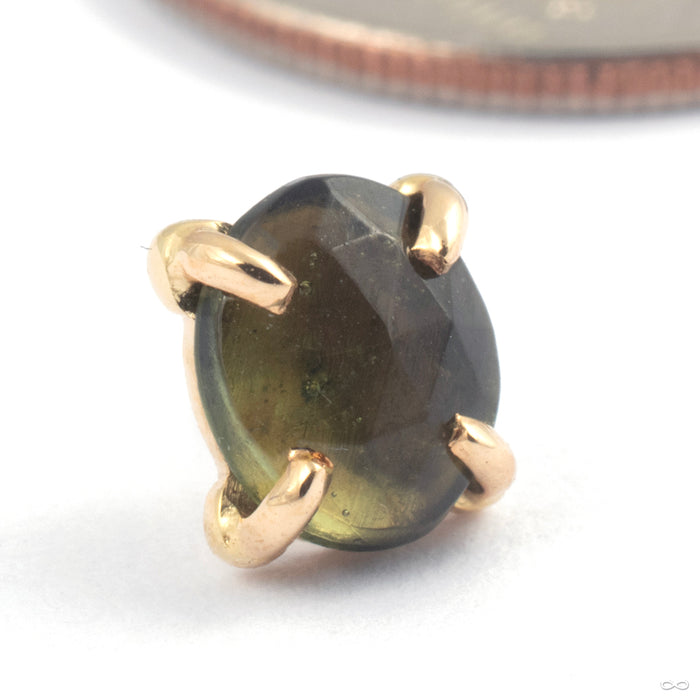 Talon-set Press-fit End in Gold from Quetzalli in yellow gold with moldavite