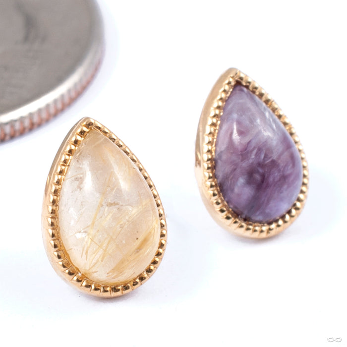 Teardrop Grizant Cabochon Press-fit End in Gold from Auris Jewellery in various materials