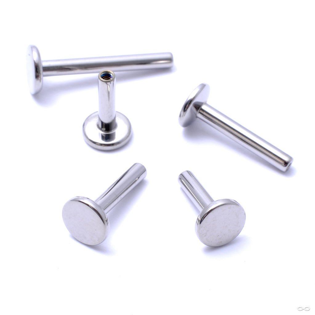Threaded labret post with flat disk back from Anatometal