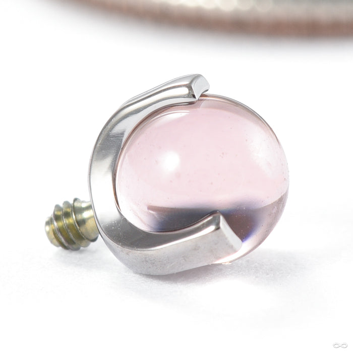 Three Prong Natural Stone Threaded End in Titanium from Anatometal in dusty morganite