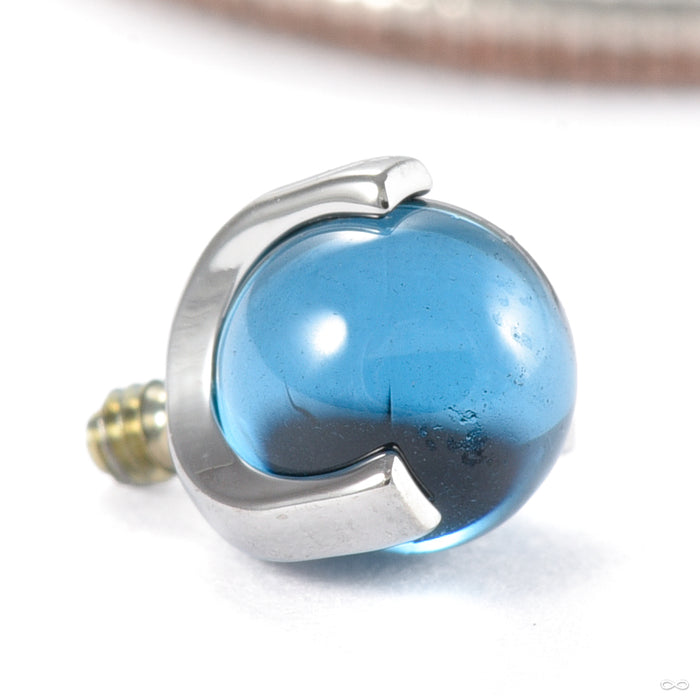 Three Prong Natural Stone Threaded End in Titanium from Anatometal in london blue topaz