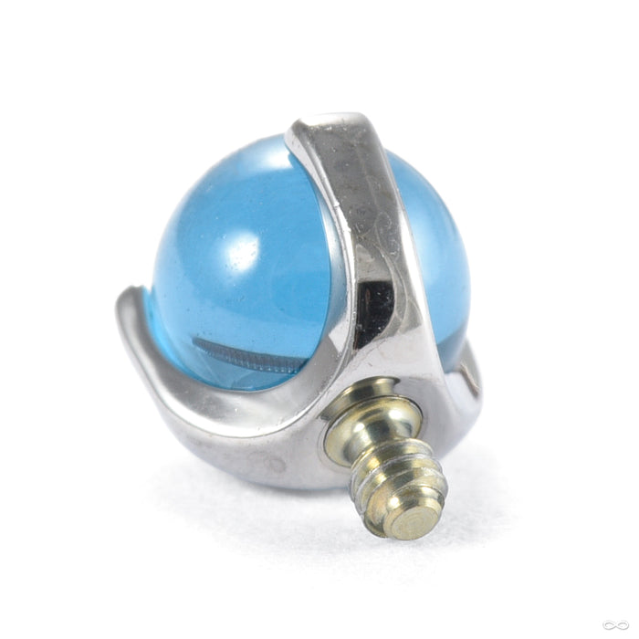 Three Prong Natural Stone Threaded End in Titanium from Anatometal in london blue topaz detail