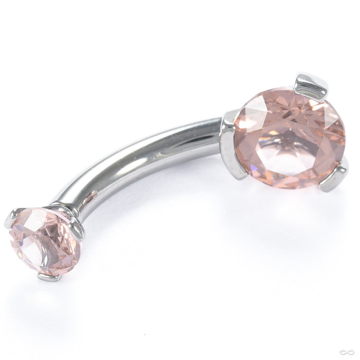 Three Prong Gem Curved Barbell in Titanium with Dusty Morganite CZ from Industrial Strength