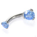 Three Prong Gem Curved Barbell in Titanium with Arctic Blue CZ from Industrial Strength