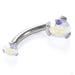 Three Prong Gem Curved Barbell in Titanium with Aurora Borealis CZ from Industrial Strength