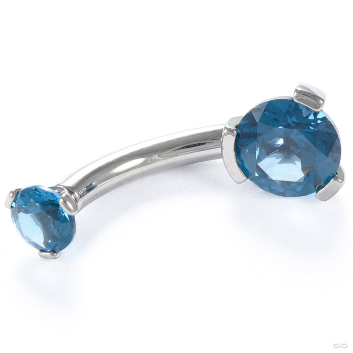 Three Prong Gem Curved Barbell in Titanium with London Blue CZ from Industrial Strength