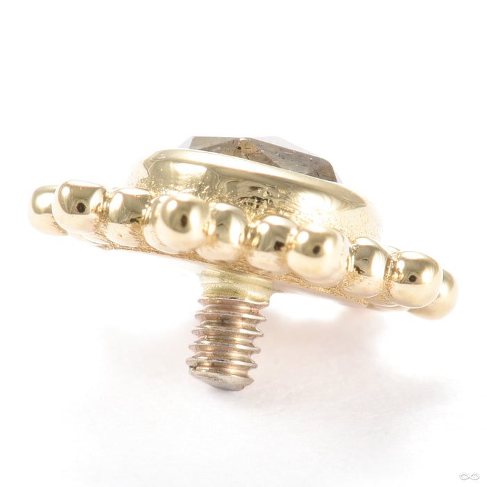 Thursday Threaded End in Gold from BVLA in yellow gold with labradorite back