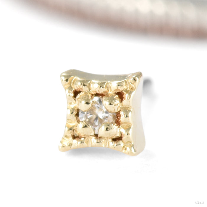 Tiny Square Illusion Press-fit End in Gold from Seasons Handmade yellow gold with diamond