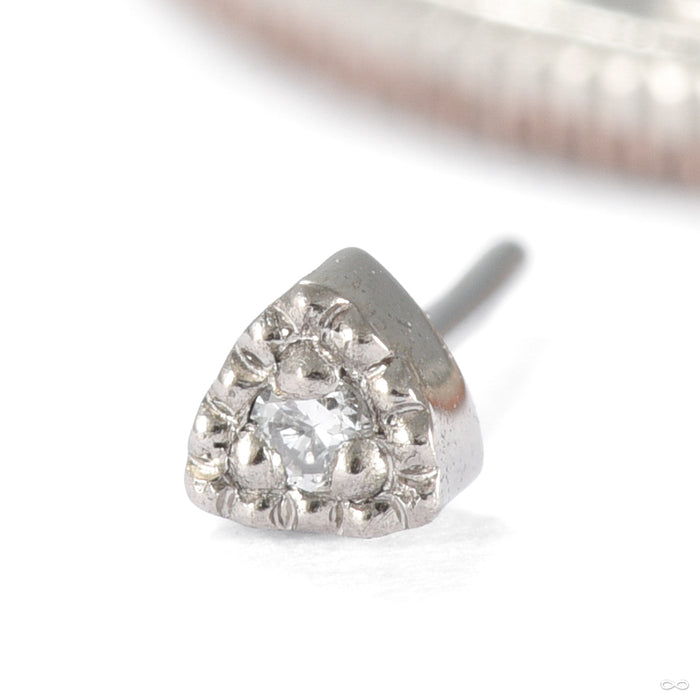 Tiny Triangle Illusion Press-fit End in Gold from Seasons Handmade in white gold with diamond