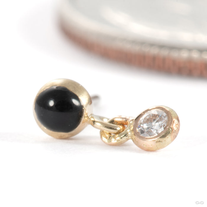Toned Warmer Press-fit End in 14k Yellow Gold with Black Enamel & Diamond from Pupil Hall