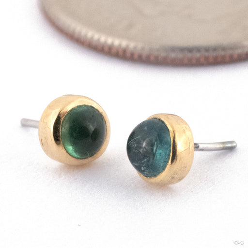 Tourmaline Round Cabochon Press-fit End in Gold from Quetzalli Group