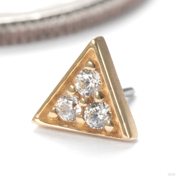 Triangle with Gemstones Press-fit End in 14k Yellow Gold with Clear CZ from Junipurr Jewelry