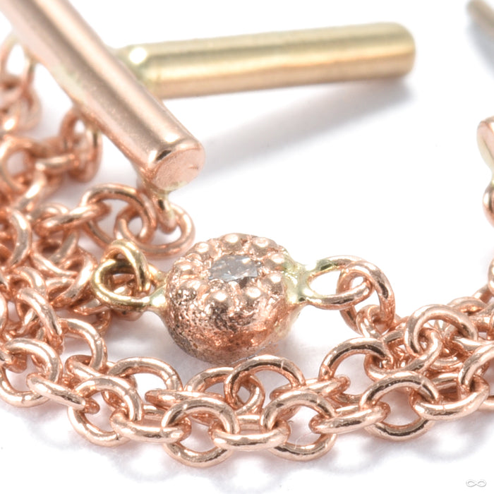 Triple Chain Press-fit Ring in Gold from Origins Handmade in rose gold with diamond
