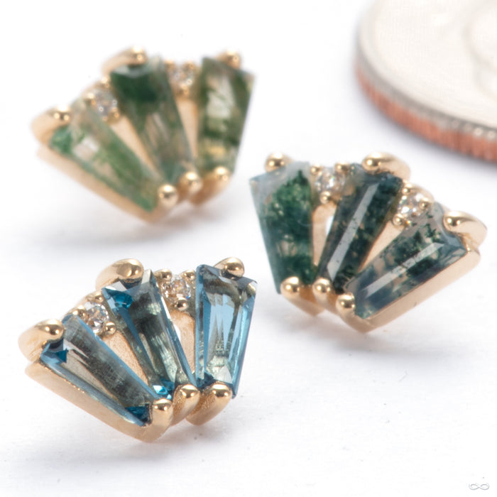 Triple Crown Press-fit End in Gold from Oracle with assorted stones